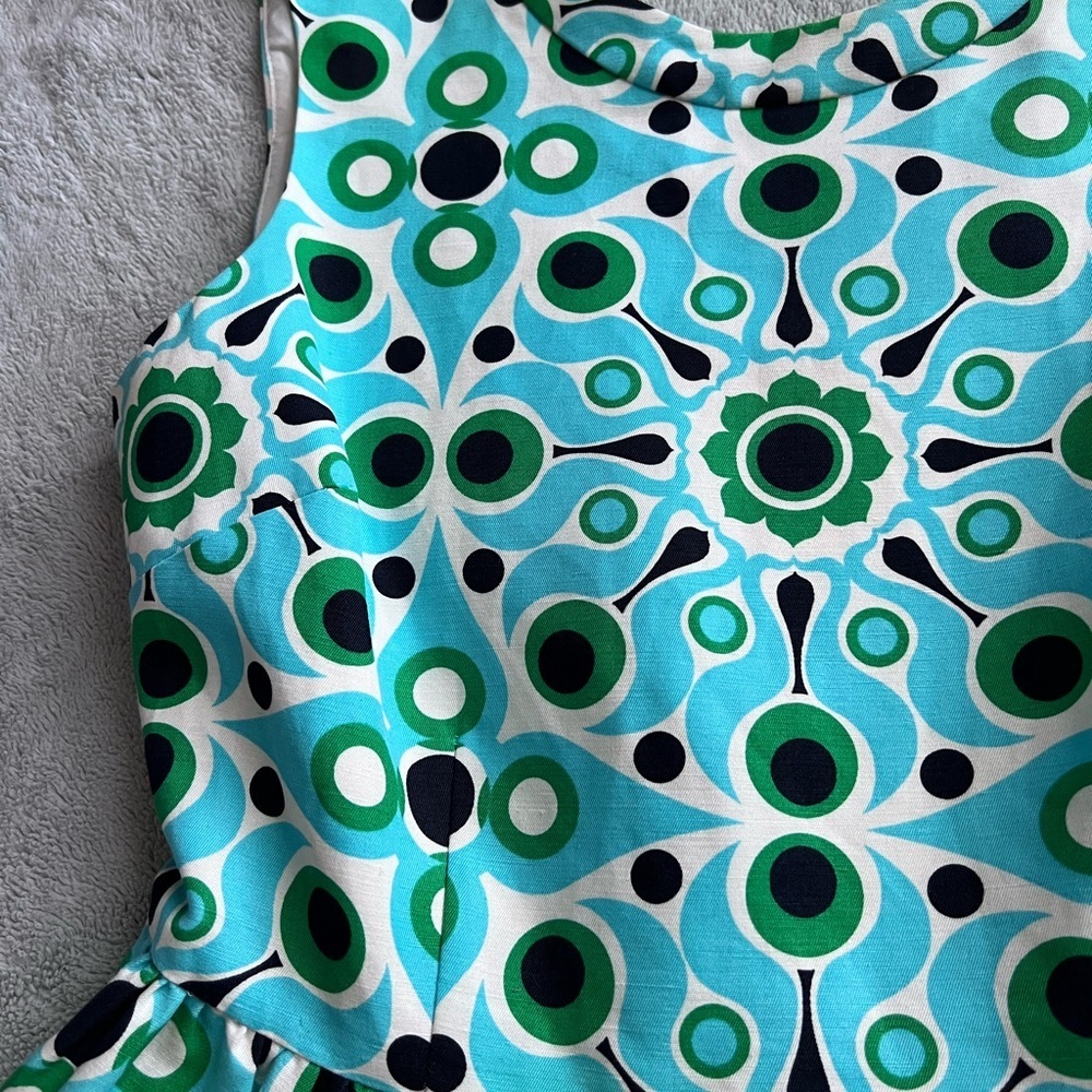 Kate Spade x Florence Broadhurst Kristy Bow Dress Linen Cotton Atomic Blue Solar - Picture 9 of 15